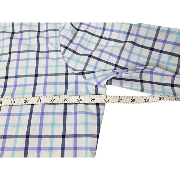 Mizzen + Main Leeward Button Up Shirt Check Men's XXL Trim Fit White Blue - Picture 8 of 9